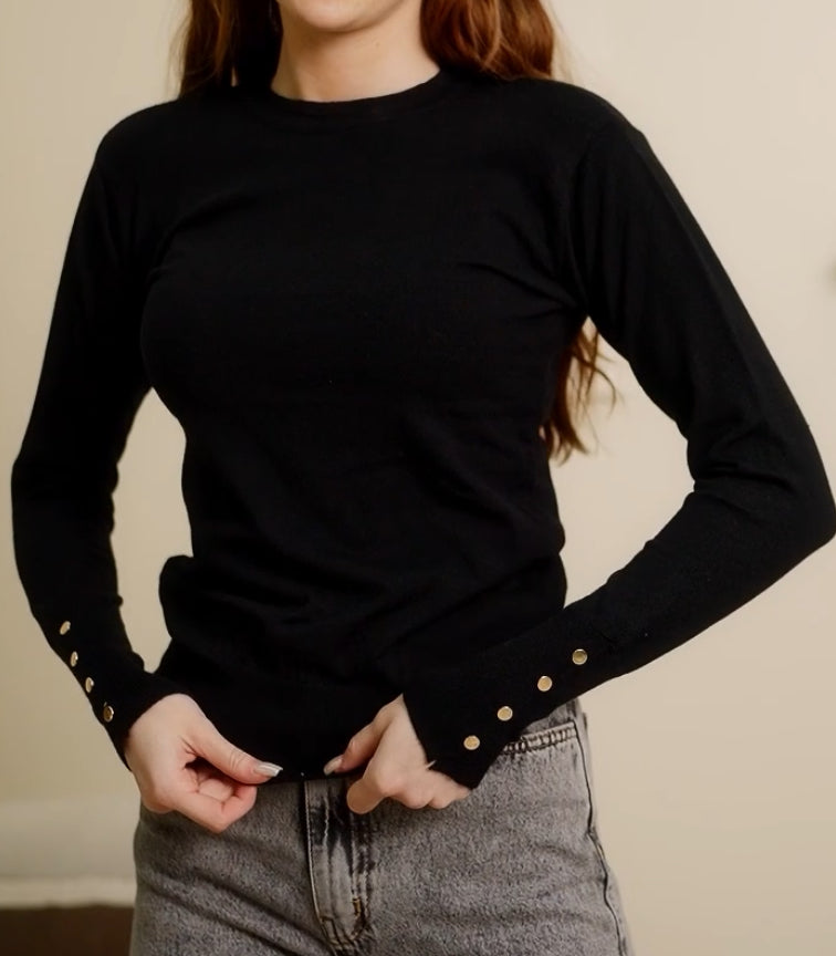 Crew neck knitted Top - Black