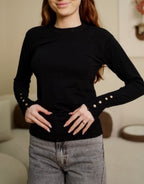 Crew neck knitted Top - Black