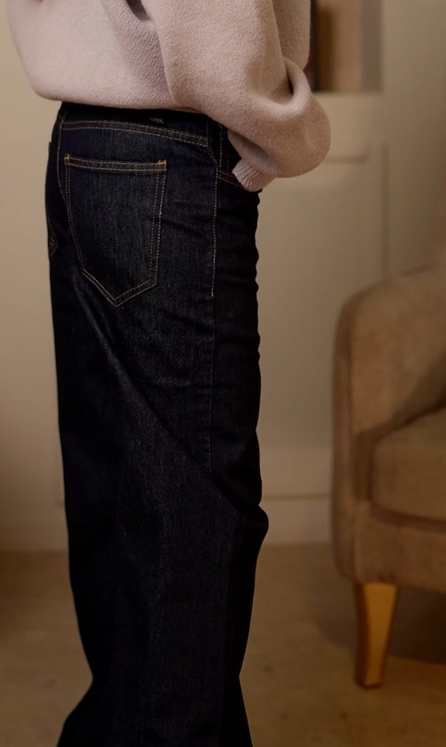 Raw High-Waist Straight Denim