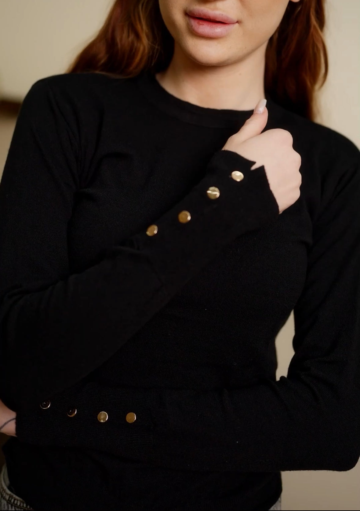 Crew neck knitted Top - Black