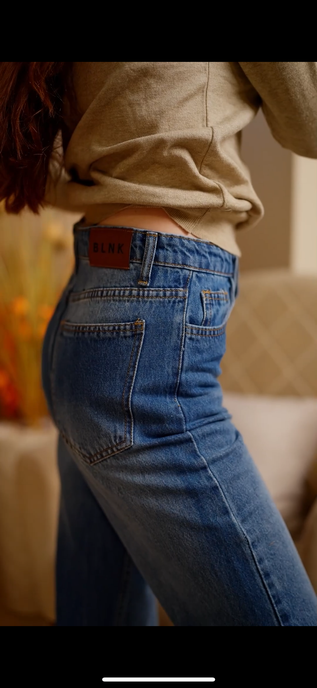 Ocean Blue High-Waist Straight Denim