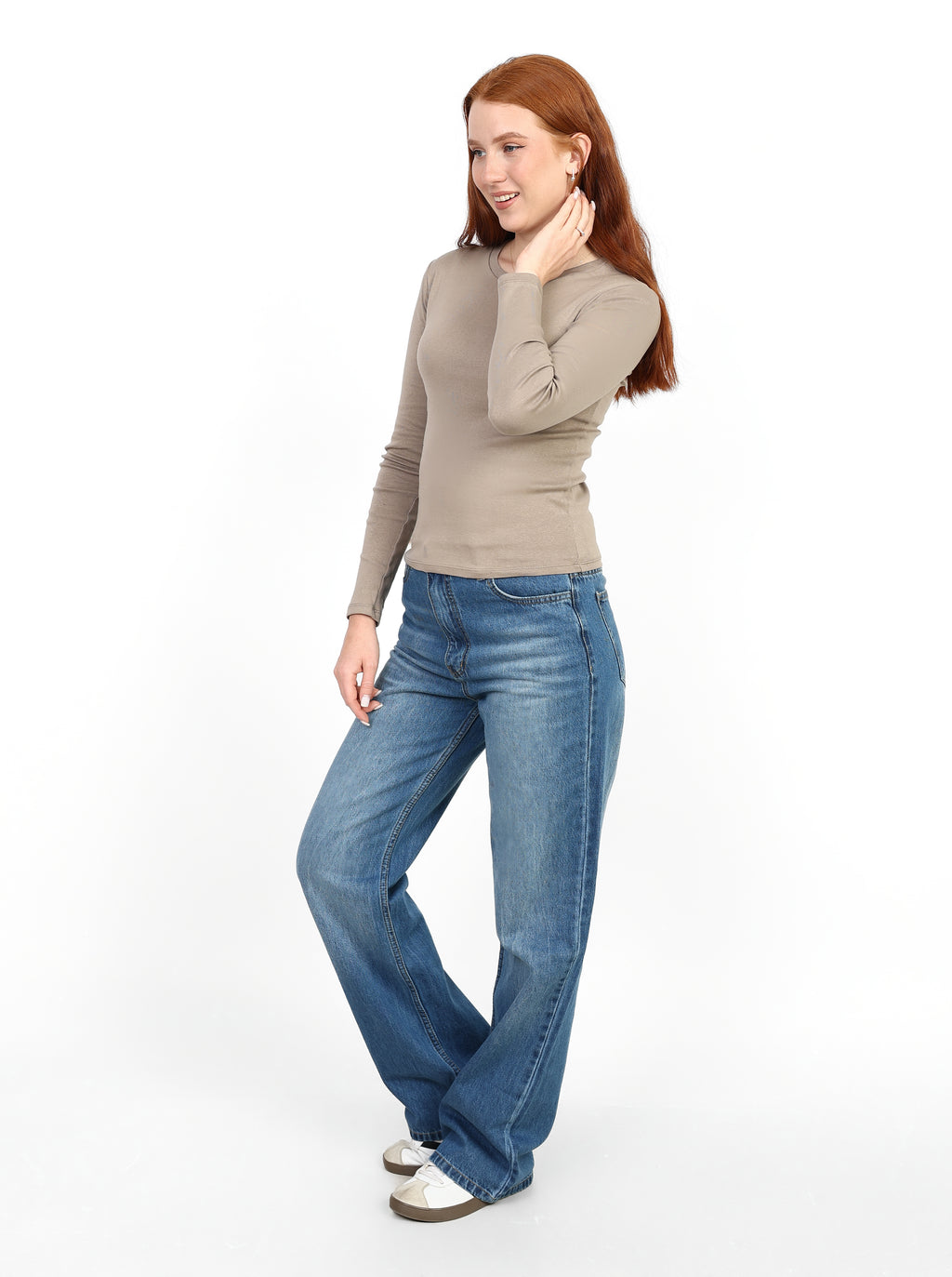 Basic Long Sleeve Top - Light Beige