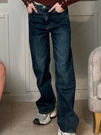 Blue Green High-Waist Straight Denim