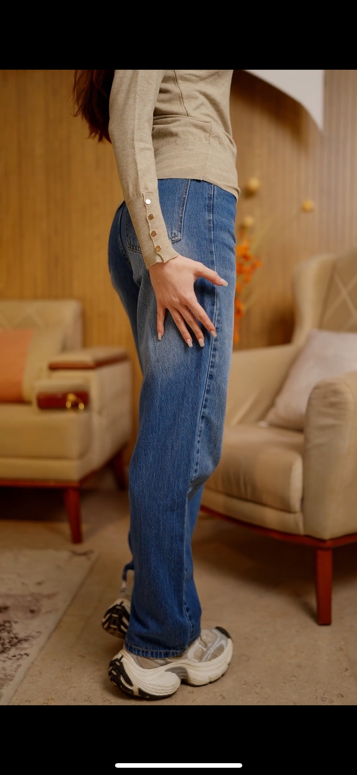 Ocean Blue High-Waist Straight Denim