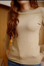 Crew neck knitted Top - light beige