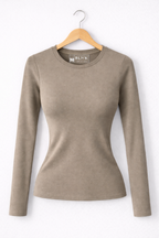 Basic Long Sleeve Top - Light Beige