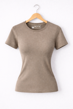 Basic Short Sleeve Top - Light Beige