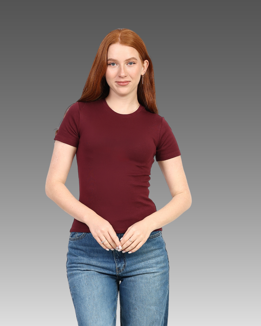 Crewneck Short Sleeve Top - Burgundy