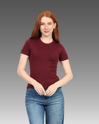 Crewneck Short Sleeve Top - Burgundy