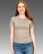 Crewneck Short Sleeve Top - Light Beige