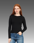 Crewneck Long Sleeve Top - Black