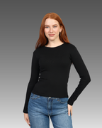 Crewneck Long Sleeve Top - Black