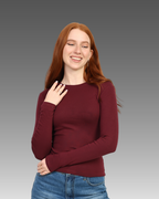 Crewneck Long Sleeve Top - Burgundy