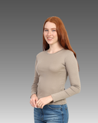 Crewneck Long Sleeve Top - Light Beige
