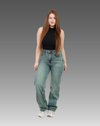 Warm Blue High-Waist Straight Leg Denim