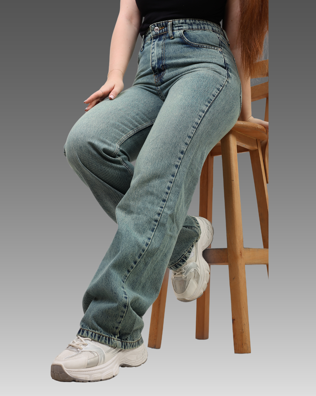 Warm Blue High-Waist Straight Leg Denim