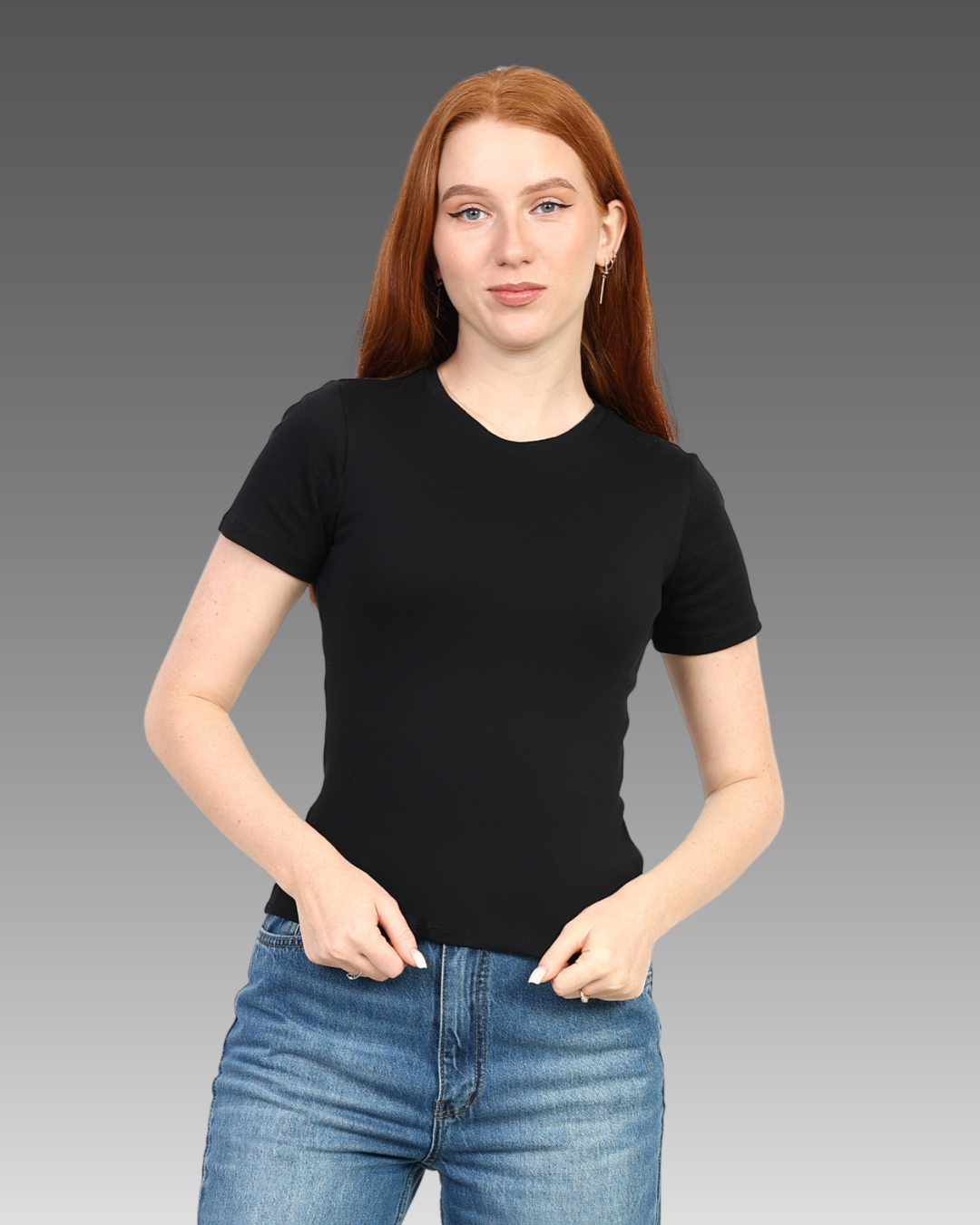 Crewneck Short Sleeve Top - Black