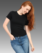Crewneck Short Sleeve Top - Black