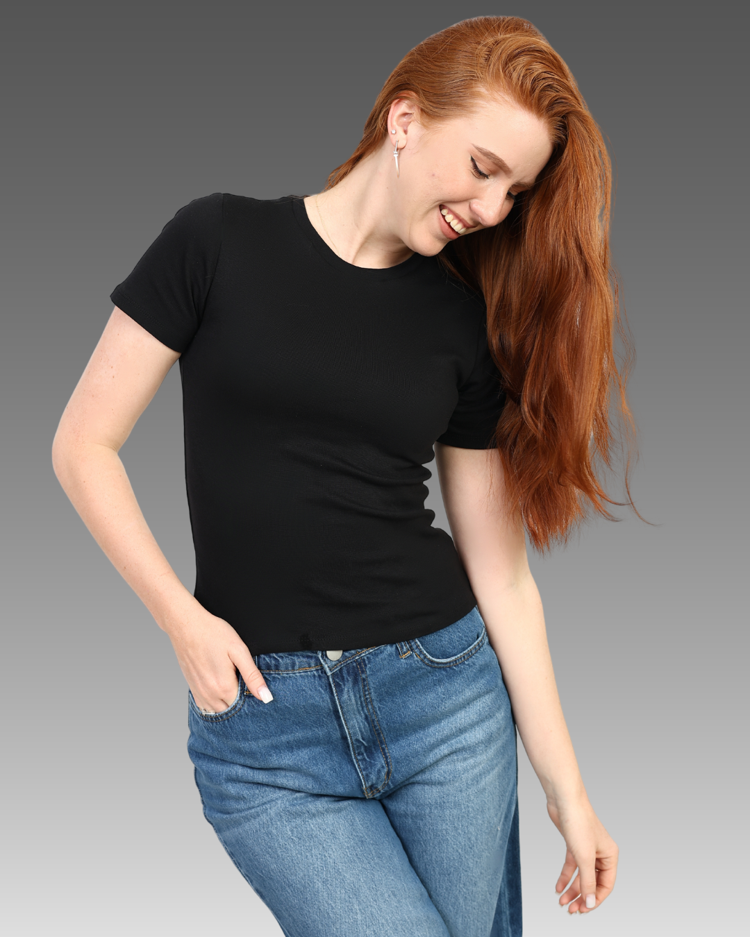 Crewneck Short Sleeve Top - Black