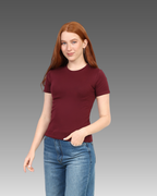 Crewneck Short Sleeve Top - Burgundy